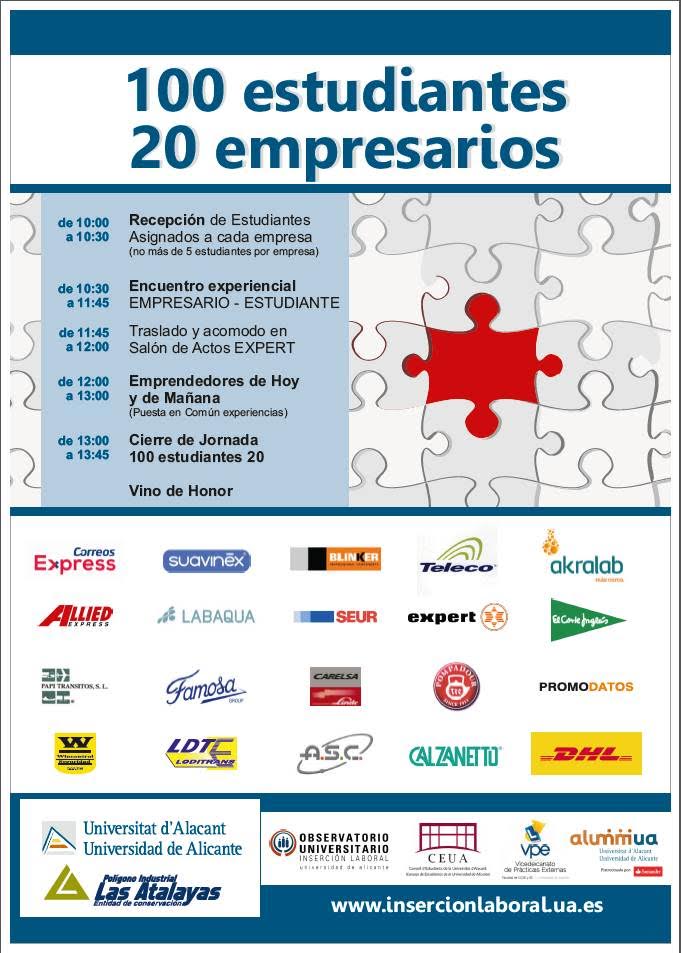 LA UA y ATALAYAS CELEBRAN LA II EDICIÓN DE “100 ESTUDIANTES 20 EMPRESARIOS”.