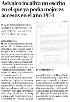 ASIVALCO (Paterna) localiza un escrito en el que ya pedía mejores accesos en el año 1974