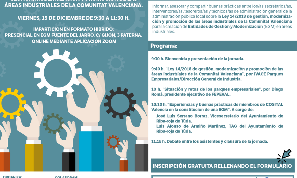 Jornades sobre la Llei 14/2018 d’Àrees Industrials per a tècnics municipals a Alacant, Castelló i València